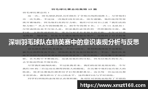 深圳羽毛球队在精英赛中的意识表现分析与反思